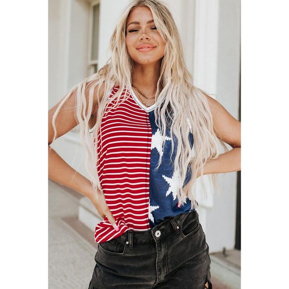Azura Exchange  Red American Flag Stars and Stripes Tank Top - Picture 14 of 15